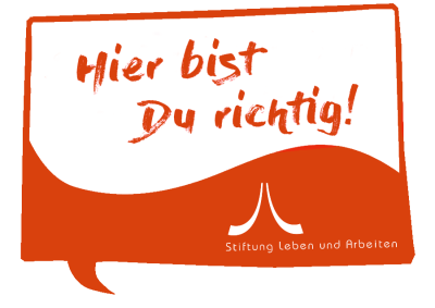 Spechblase mit dem Text: Hier bist du richtig!